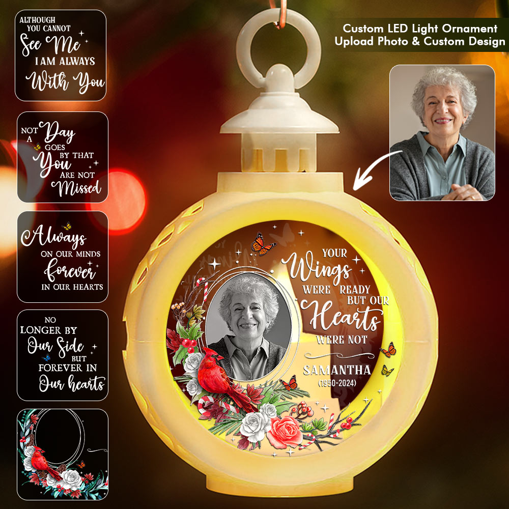 I'm Always With You Floral Memorial Photo LED Light Ornament