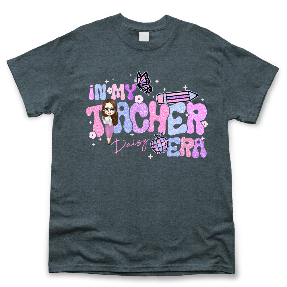 Personalized In My Teacher Era Glitter T-shirt - Teacher Gift