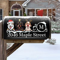 Thumbnail for Personalized Mailbox Cover - Christmas Gift For Pet Lover - Address With Dog Cat