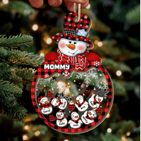 Thumbnail for Personalized Shaker Ornament - Christmas Gift For Grandma - Multicolor Grandma Mom Snowman And Kids