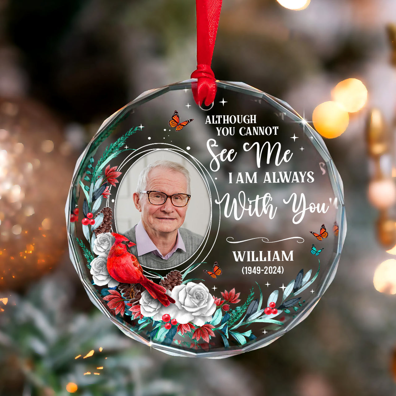 Personalized Christmas Decorative Glass Ornament - Family Memorial Gift - I'm Always with you