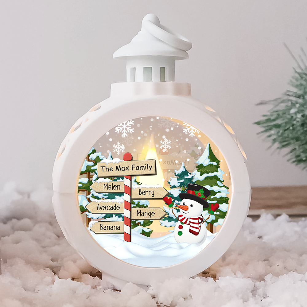 Custom Snowman Family Christmas LED Light Ornament, Christmas Gift