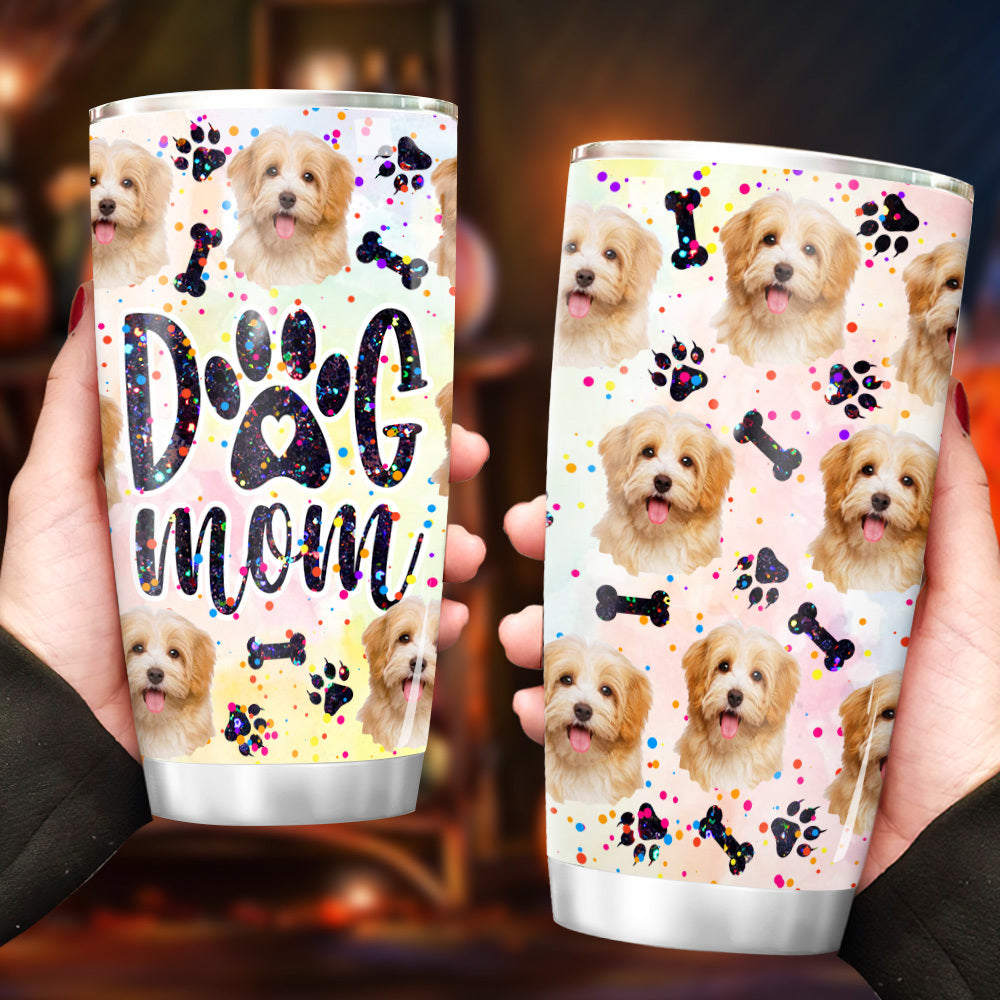 Glitter Dog Mom With Photos Tumbler, Dog Lover Gift