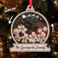 Thumbnail for Personalized Shaker Ornament - Christmas Gift For Family - Colorful Gingerbread Cookie With Hat Family