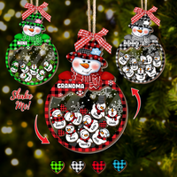 Thumbnail for Personalized Shaker Ornament - Christmas Gift For Grandma - Multicolor Grandma Mom Snowman And Kids