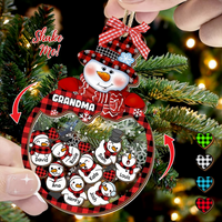 Thumbnail for Personalized Shaker Ornament - Christmas Gift For Grandma - Multicolor Grandma Mom Snowman And Kids