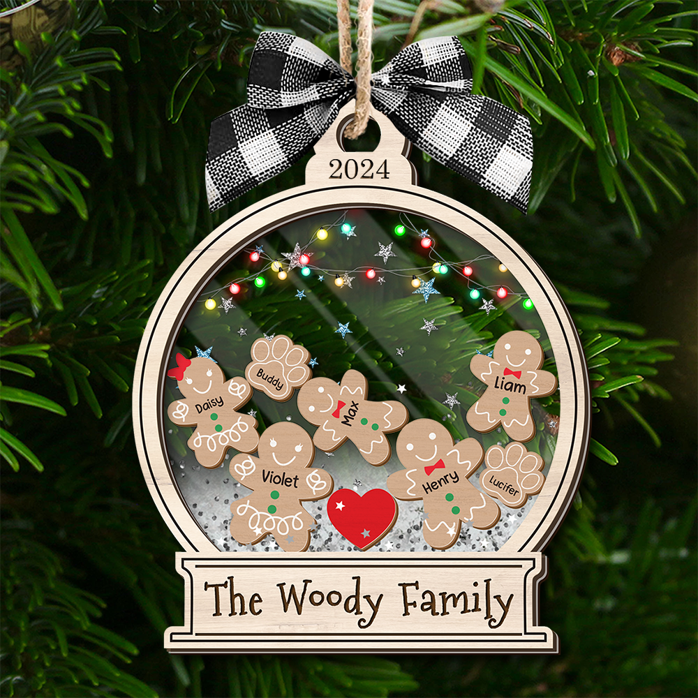 Personalized Shaker Ornament - Christmas Gift For Family - Gingerbread Family Cookies