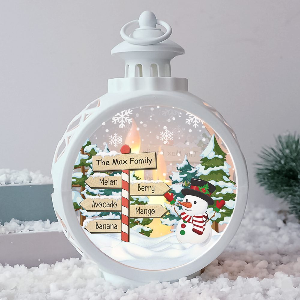 Custom Snowman Family Christmas LED Light Ornament, Christmas Gift