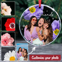 Thumbnail for Personalized Christmas Decorative Glass Ornament - Gift For  Besties - Flower Besties Forever