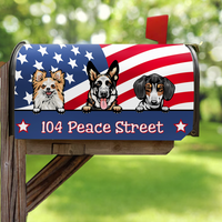 Thumbnail for Personalized Dog Cat 4th July American Flag Mailbox Cover, Gift For Dog Cat Lovers