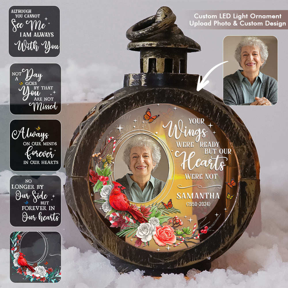 I'm Always With You Floral Memorial Photo LED Light Ornament