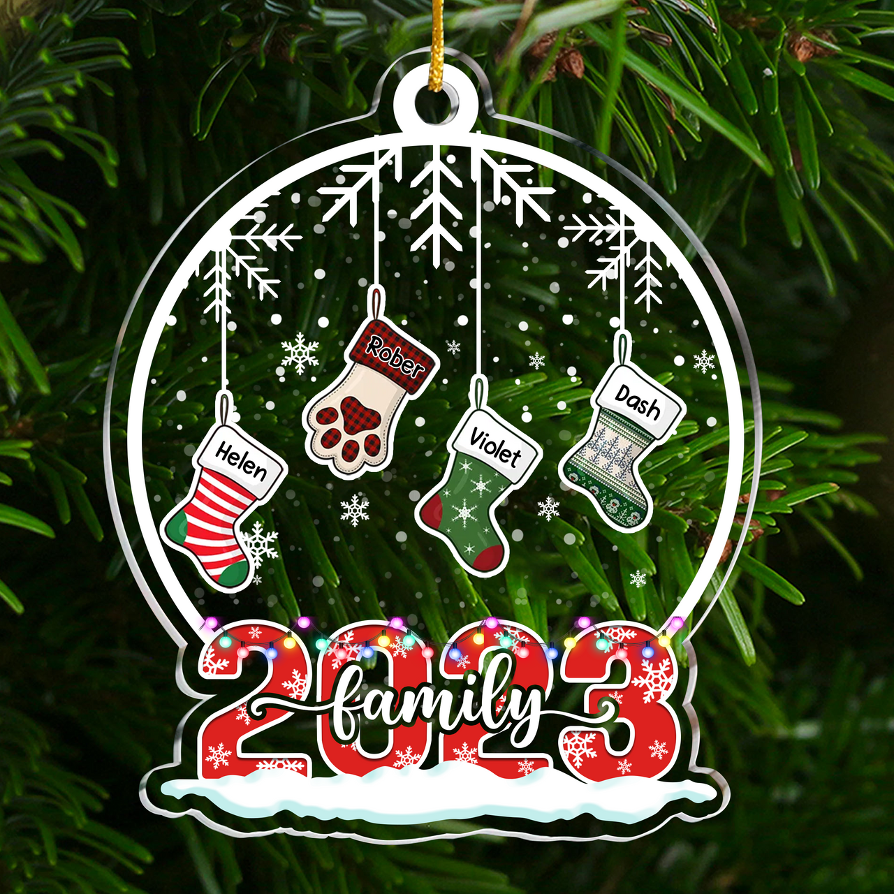 Personalized Acrylic Ornament - Christmas Gift For Family - Multicolor Stockings Family Members