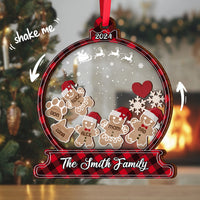 Thumbnail for Personalized Shaker Ornament - Christmas Gift For Family - Colorful Gingerbread Cookie With Hat Family