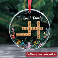 Thumbnail for Personalized Glass Ornament - Gift For Family-  Crosswords Family Floral Keepsake