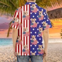 Thumbnail for Personalized American Flag Face Photo Hawaiian Shirt, Summer Gift For Dog Cat Lovers