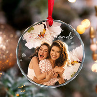 Thumbnail for Personalized Christmas Decorative Glass Ornament - Gift For  Besties - Flower Besties Forever