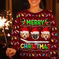 Thumbnail for Personalized Ugly Christmas Sweater - Christmas Gift For Pet Lovers - Funny Face Photo Christmas Lights