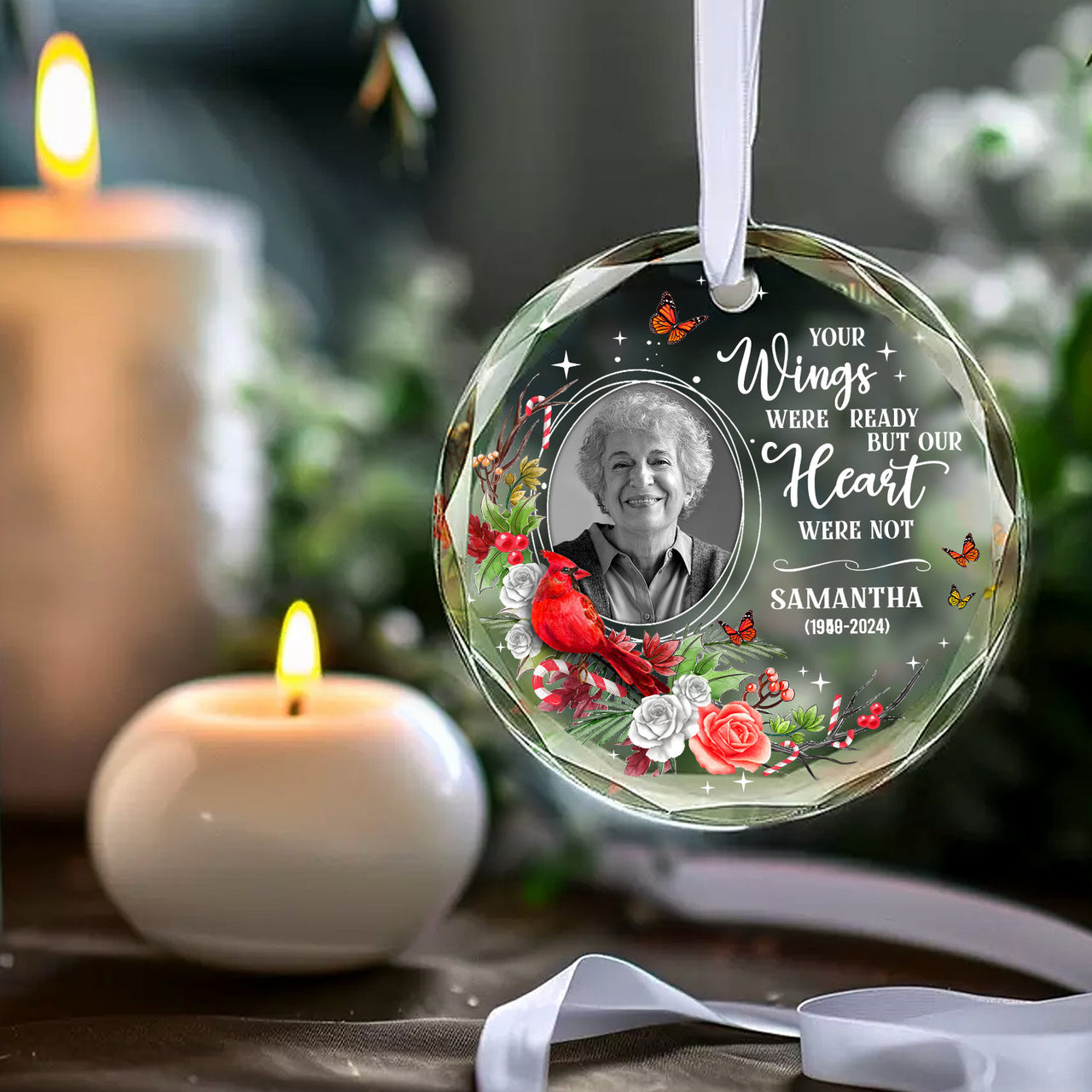 Personalized Christmas Decorative Glass Ornament - Family Memorial Gift - I'm Always with you