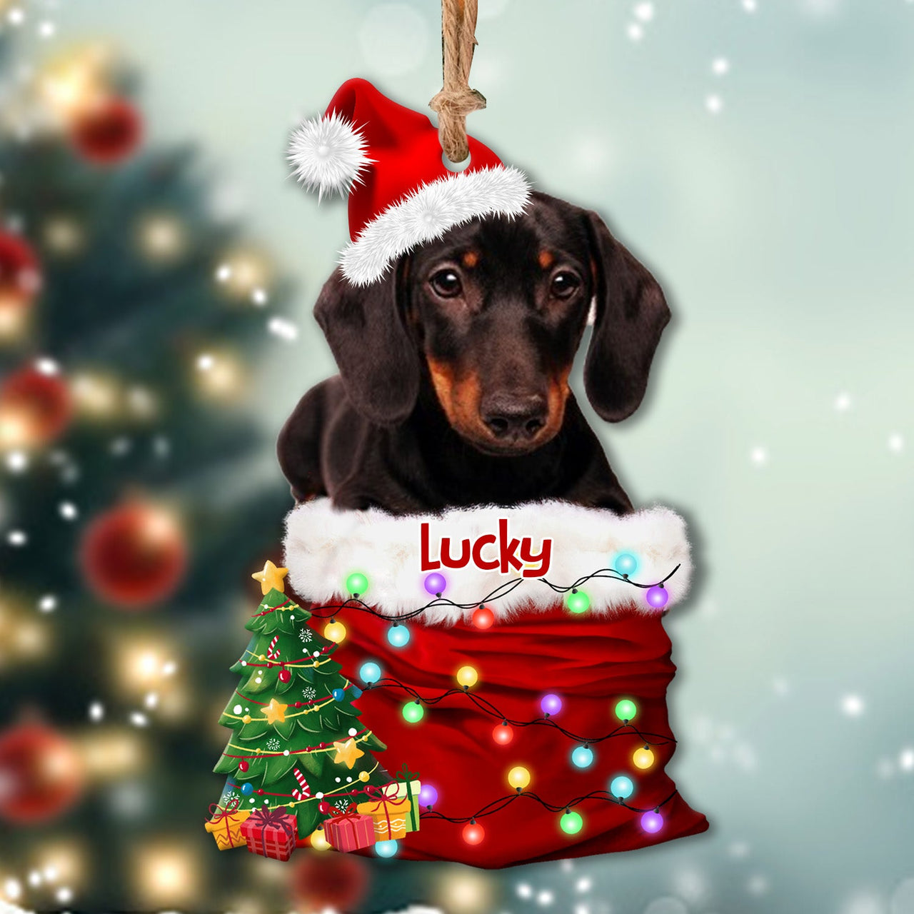 Personalized Upload Photo Dog Christmas Santa Acrylic Ornament, Customized Holiday Ornament