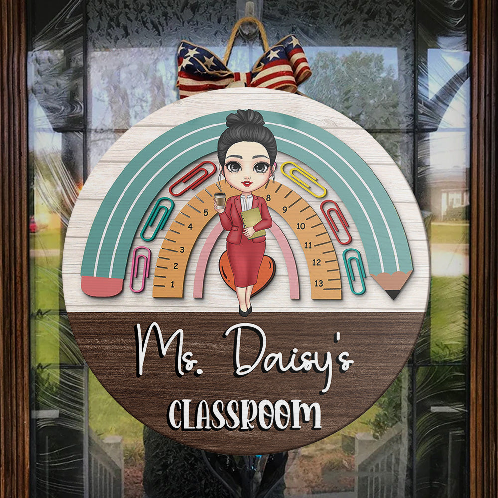 Personalized Rainbown Teacher Wood Sign, DIY Gift For Back To School