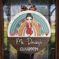 Thumbnail for Personalized Rainbown Teacher Wood Sign, DIY Gift For Back To School