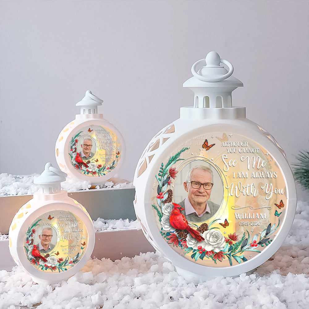 I'm Always With You Floral Memorial Photo LED Light Ornament