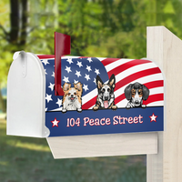 Thumbnail for Personalized Dog Cat 4th July American Flag Mailbox Cover, Gift For Dog Cat Lovers