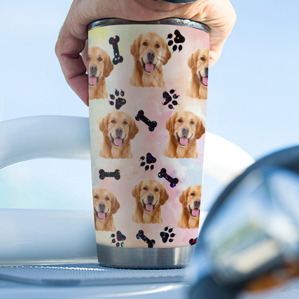 Glitter Dog Mom With Photos Tumbler, Dog Lover Gift