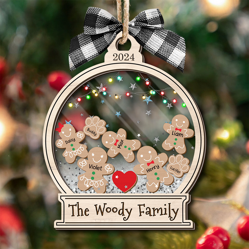 Personalized Shaker Ornament - Christmas Gift For Family - Gingerbread Family Cookies