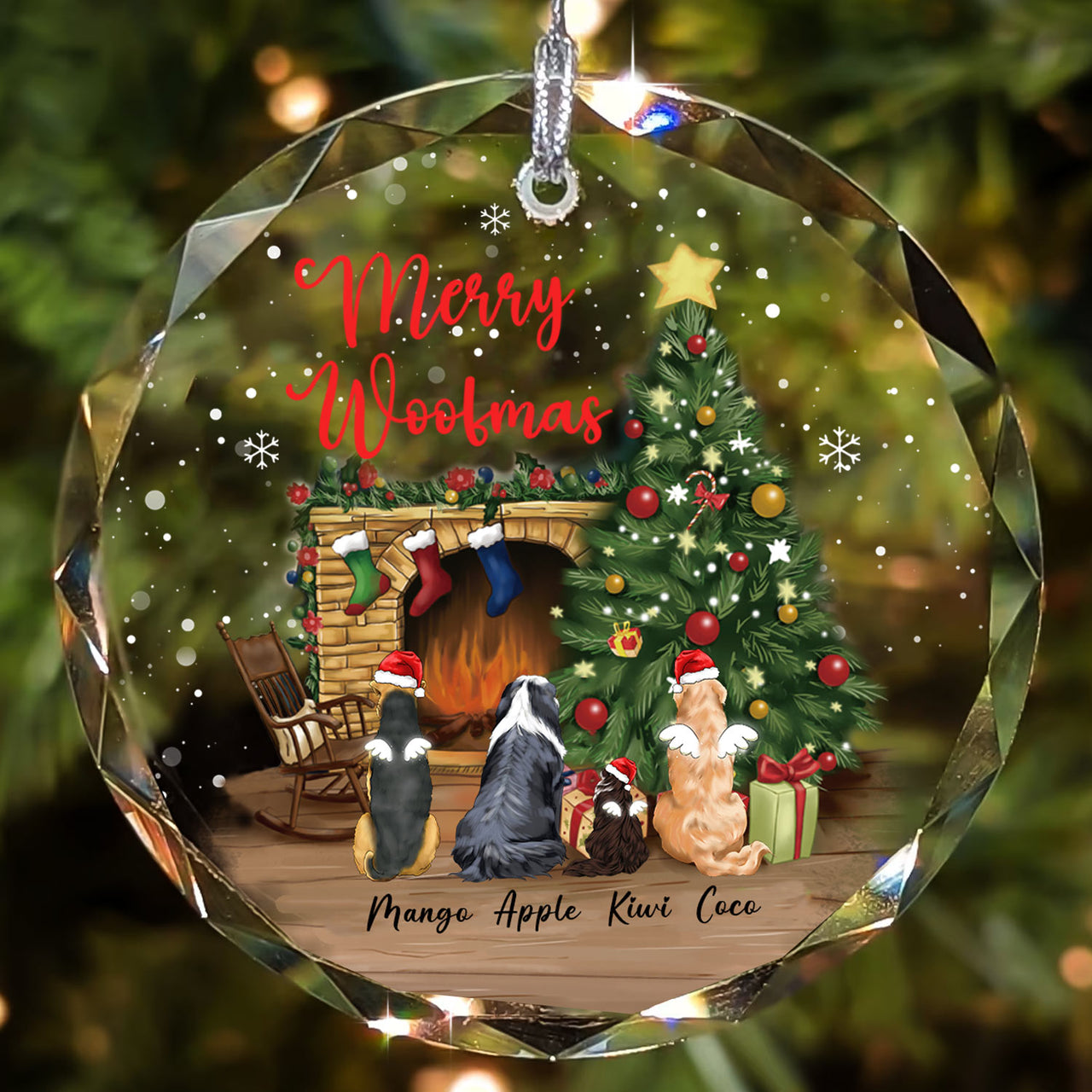 Personalized Christmas Decorative Glass Ornament - Gift For Dog Cat Lovers - Fluffy Dog&Cat Memorial