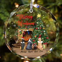 Thumbnail for Personalized Christmas Decorative Glass Ornament - Gift For Dog Cat Lovers - Fluffy Dog&Cat Memorial