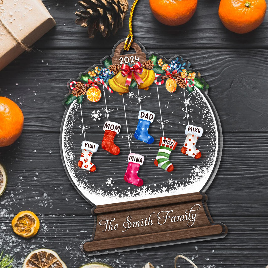 Personalized Acrylic Ornament - Christmas Gift For Family - Our Cute Christmas Stockings Crystal Globe