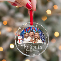 Thumbnail for Personalized Christmas Decorative Glass Ornament - Gift For Family - Suncatcher Christmas Family Photo