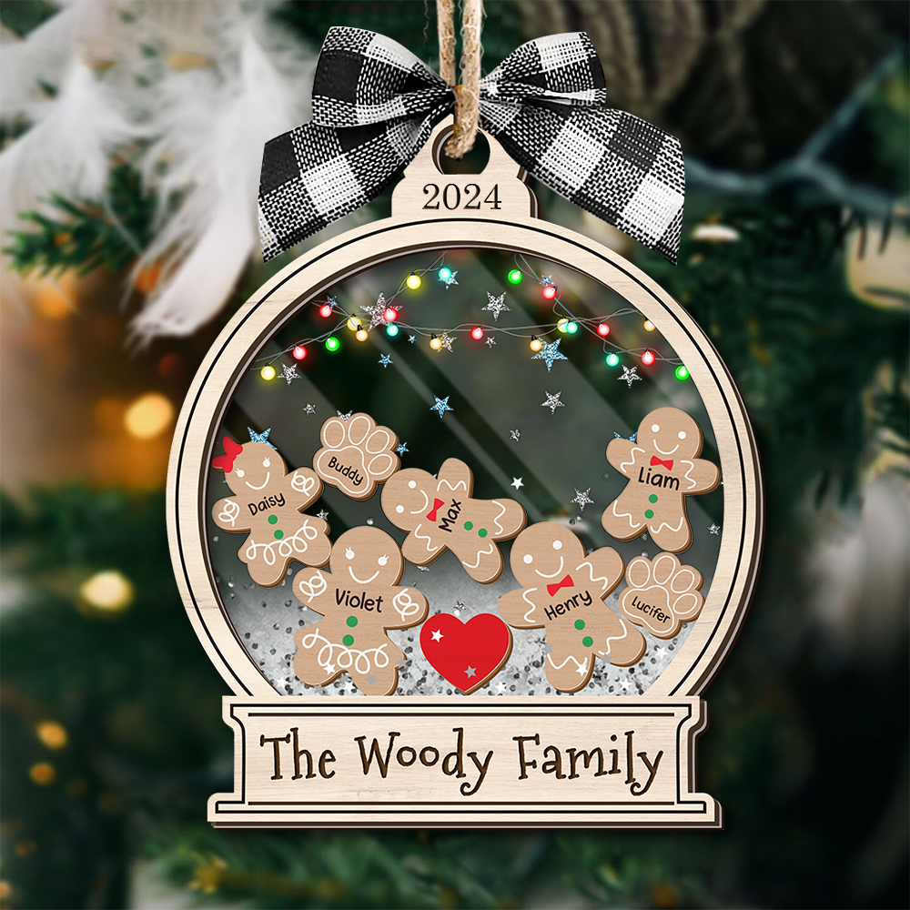 Personalized Shaker Ornament - Christmas Gift For Family - Gingerbread Family Cookies