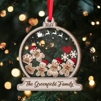 Thumbnail for Personalized Shaker Ornament - Christmas Gift For Family - Colorful Gingerbread Cookie With Hat Family