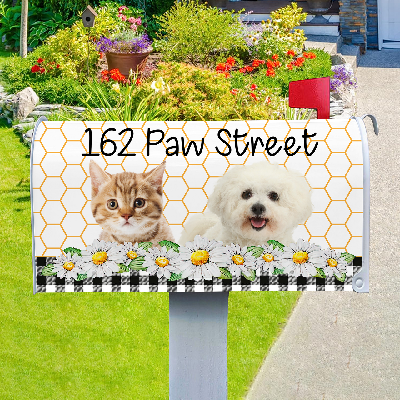 Custom Dog Cat Photos Welcome To Our Home Mailbox Cover, Pet Lover Gift