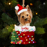 Thumbnail for Personalized Upload Photo Dog Christmas Santa Acrylic Ornament, Customized Holiday Ornament