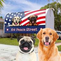 Thumbnail for Personalized Dog Cat 4th July American Flag Mailbox Cover, Gift For Dog Cat Lovers