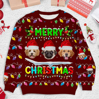 Thumbnail for Personalized Ugly Christmas Sweater - Christmas Gift For Pet Lovers - Funny Face Photo Christmas Lights