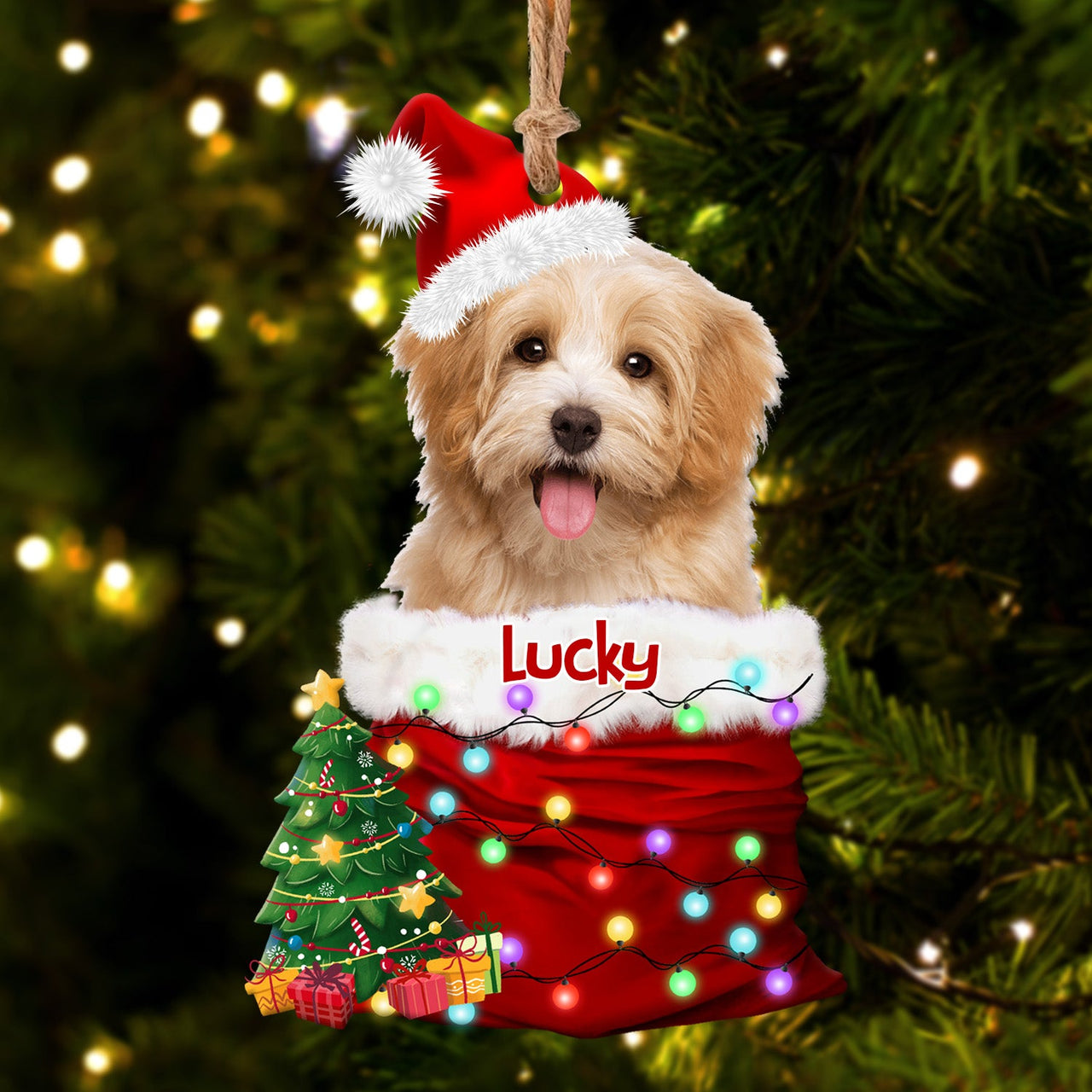 Personalized Upload Photo Dog Christmas Santa Acrylic Ornament, Customized Holiday Ornament