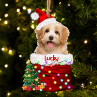 Thumbnail for Personalized Upload Photo Dog Christmas Santa Acrylic Ornament, Customized Holiday Ornament