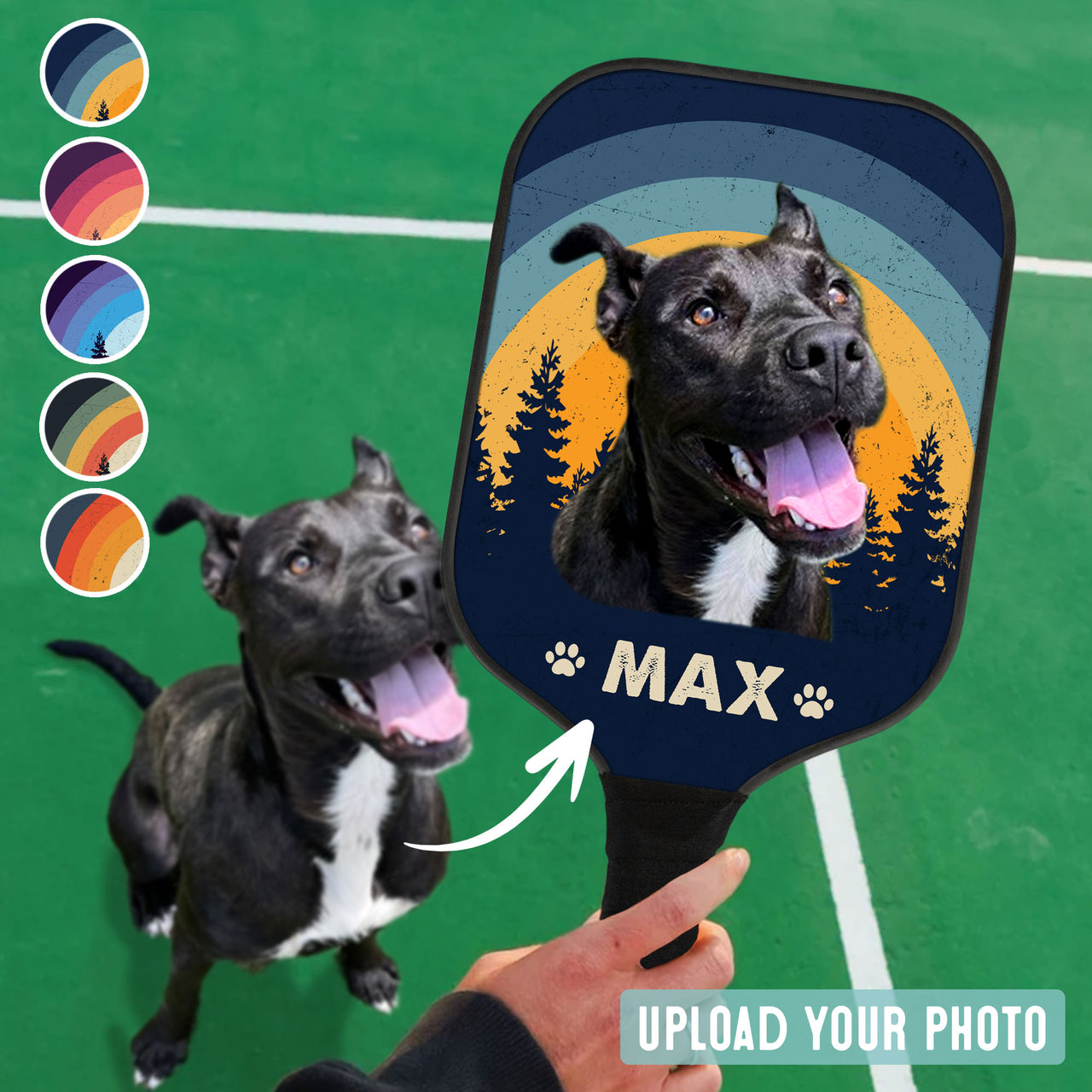 Personalized Pickleball Kit - Gift For Pet Lover - Retro Rainbow Dog Cat Photo