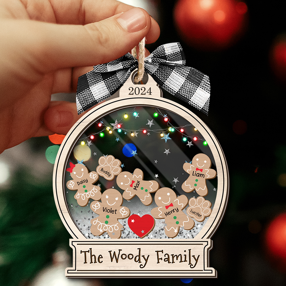 Personalized Shaker Ornament - Christmas Gift For Family - Gingerbread Family Cookies