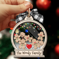 Thumbnail for Personalized Shaker Ornament - Christmas Gift For Family - Gingerbread Family Cookies