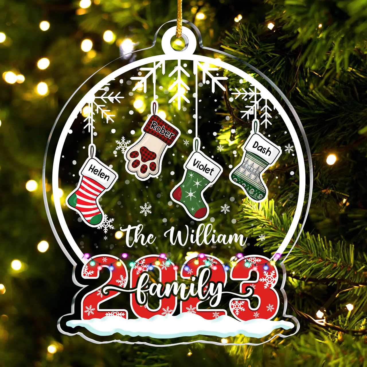 Personalized Acrylic Ornament - Christmas Gift For Family - Multicolor Stockings Family Members