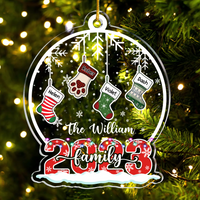 Thumbnail for Personalized Acrylic Ornament - Christmas Gift For Family - Multicolor Stockings Family Members