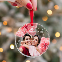 Thumbnail for Personalized Christmas Decorative Glass Ornament - Gift For  Besties - Flower Besties Forever