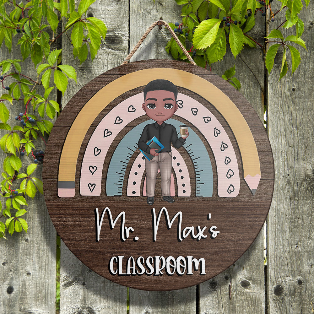 Personalized Rainbown Teacher Wood Sign, DIY Gift For Back To School