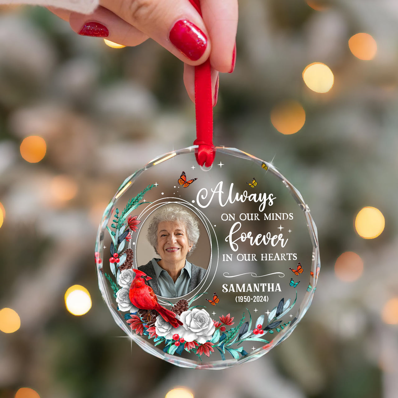 Personalized Christmas Decorative Glass Ornament - Family Memorial Gift - I'm Always with you