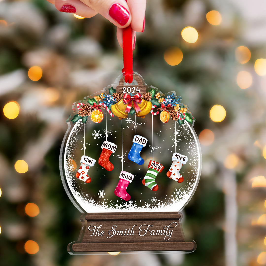 Personalized Acrylic Ornament - Christmas Gift For Family - Our Cute Christmas Stockings Crystal Globe